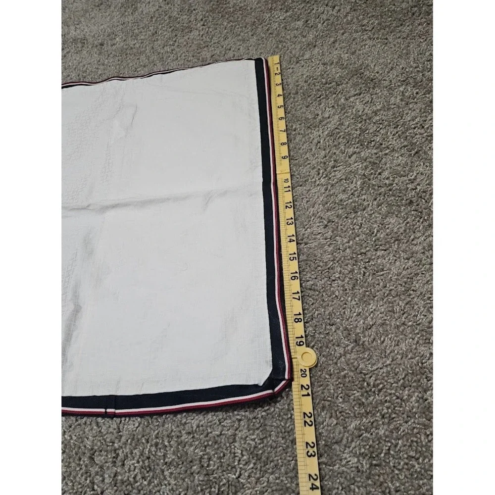 Tommy Hilfiger Single Pillow Sham King White Navy Red Trim Cotton Nautical
